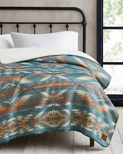ALTERNATE VIEW OF SUMMERLAND SHERPA THROW IN TURQUOISE image number 4