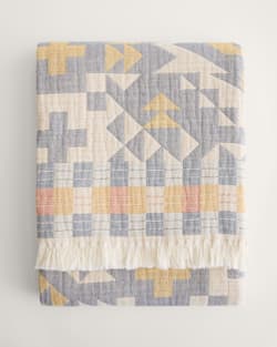 ALTERNATE VIEW OF BLUE RIDGE ORGANIC COTTON FRINGED THROW IN BLUE MULTI image number 4