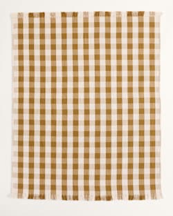 ALTERNATE VIEW OF BLOCK PLAID ORGANIC COTTON FRINGED THROW IN OCHRE/IVORY image number 2