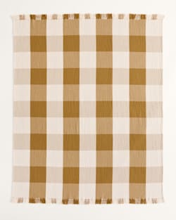 ALTERNATE VIEW OF BLOCK PLAID ORGANIC COTTON FRINGED THROW IN OCHRE/IVORY image number 3