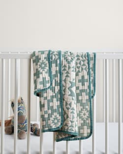BLUE RIDGE ORGANIC COTTON BABY BLANKET IN BLUE/CREAM image number 1
