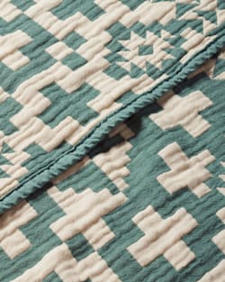 ALTERNATE VIEW OF BLUE RIDGE ORGANIC COTTON BABY BLANKET IN BLUE/CREAM image number 5