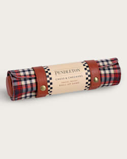 PENDLETON CHESS AND CHECKERS SET IN RED/BLACK CHECK image number 1