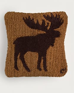 MOOSE HOOKED SQUARE PILLOW IN TAN/BROWN image number 1