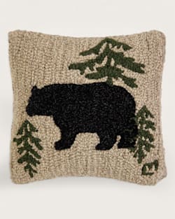 WANDERING BEAR HOOKED SQUARE PILLOW IN BIEGE/BLACK image number 1
