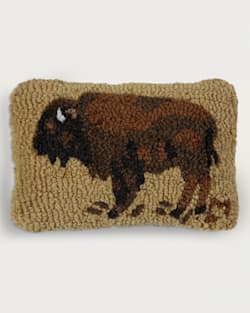 BUFFALO HOOKED SMALL LUMBAR PILLOW IN GOLD/BROWN image number 1