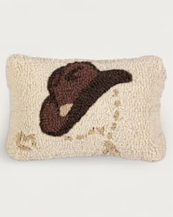 COWBOY HAT HOOKED SMALL LUMBAR PILLOW IN IVORY/BROWN image number 1