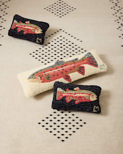 ALTERNATE VIEW OF TROUT HOOKED SMALL LUMBAR PILLOW IN MULTI image number 2