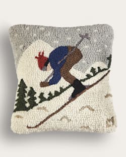 DOWNHILL SKIER HOOKED SQUARE PILLOW IN MULTI image number 1