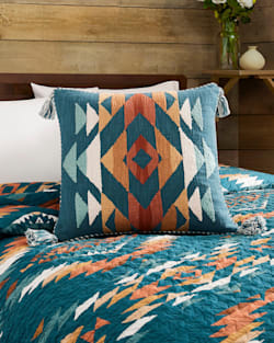 SUMMERLAND EMBROIDERED SQUARE PILLOW IN TEAL MULTI image number 1