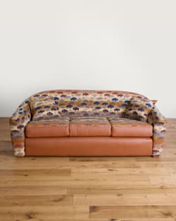 LEATHER/WOOL BARREL SOFA IN SADDLE/BUFFALO image number 1