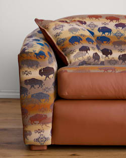ALTERNATE VIEW OF LEATHER/WOOL BARREL SOFA IN SADDLE/BUFFALO image number 3
