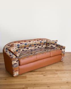 ALTERNATE VIEW OF LEATHER/WOOL BARREL SOFA IN SADDLE/BUFFALO image number 4