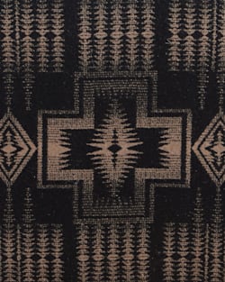 ALTERNATE VIEW OF LEATHER/WOOL OTTOMAN IN BLACK/HARDING TAN image number 2