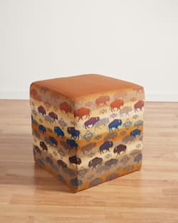 ALTERNATE VIEW OF LEATHER/WOOL OTTOMAN IN SADDLE/BUFFALO image number 2