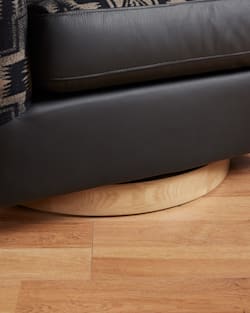ALTERNATE VIEW OF LEATHER/WOOL BARREL CHAIR IN BLACK/HARDING TAN image number 4