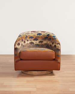 LEATHER/WOOL BARREL CHAIR IN SADDLE/BUFFALO image number 1