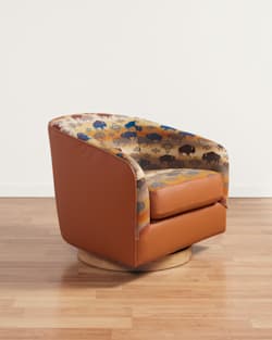 ALTERNATE VIEW OF LEATHER/WOOL BARREL CHAIR IN SADDLE/BUFFALO image number 2