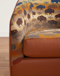 ALTERNATE VIEW OF LEATHER/WOOL BARREL CHAIR IN SADDLE/BUFFALO image number 3