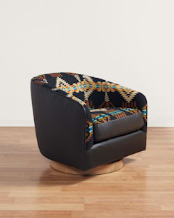 ALTERNATE VIEW OF LEATHER/WOOL BARREL CHAIR IN SADDLE/RANCHO ARROYO image number 2