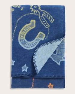 ALTERNATE VIEW OF COSMIC RODEO ORGANIC COTTON BABY BLANKET IN BLUE MULTI image number 4