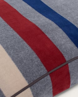 ALTERNATE VIEW OF CABIN STRIPE PET BED - NAPPER IN GREY MULTI image number 3