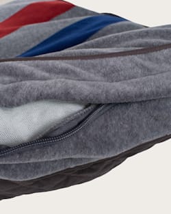 ALTERNATE VIEW OF CABIN STRIPE PET BED - NAPPER IN GREY MULTI image number 4