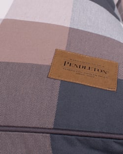 ALTERNATE VIEW OF BLOCK PLAID PET BED - NAPPER IN TAN/BLACK image number 3