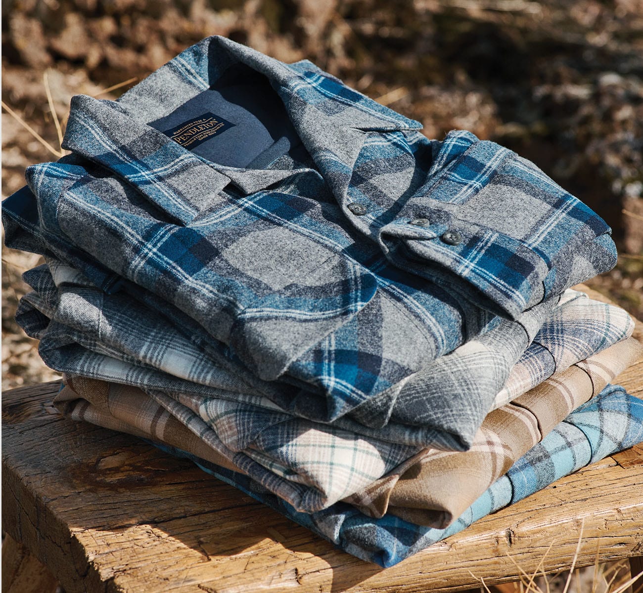 Stack of Men's Plaid Wool Shirts