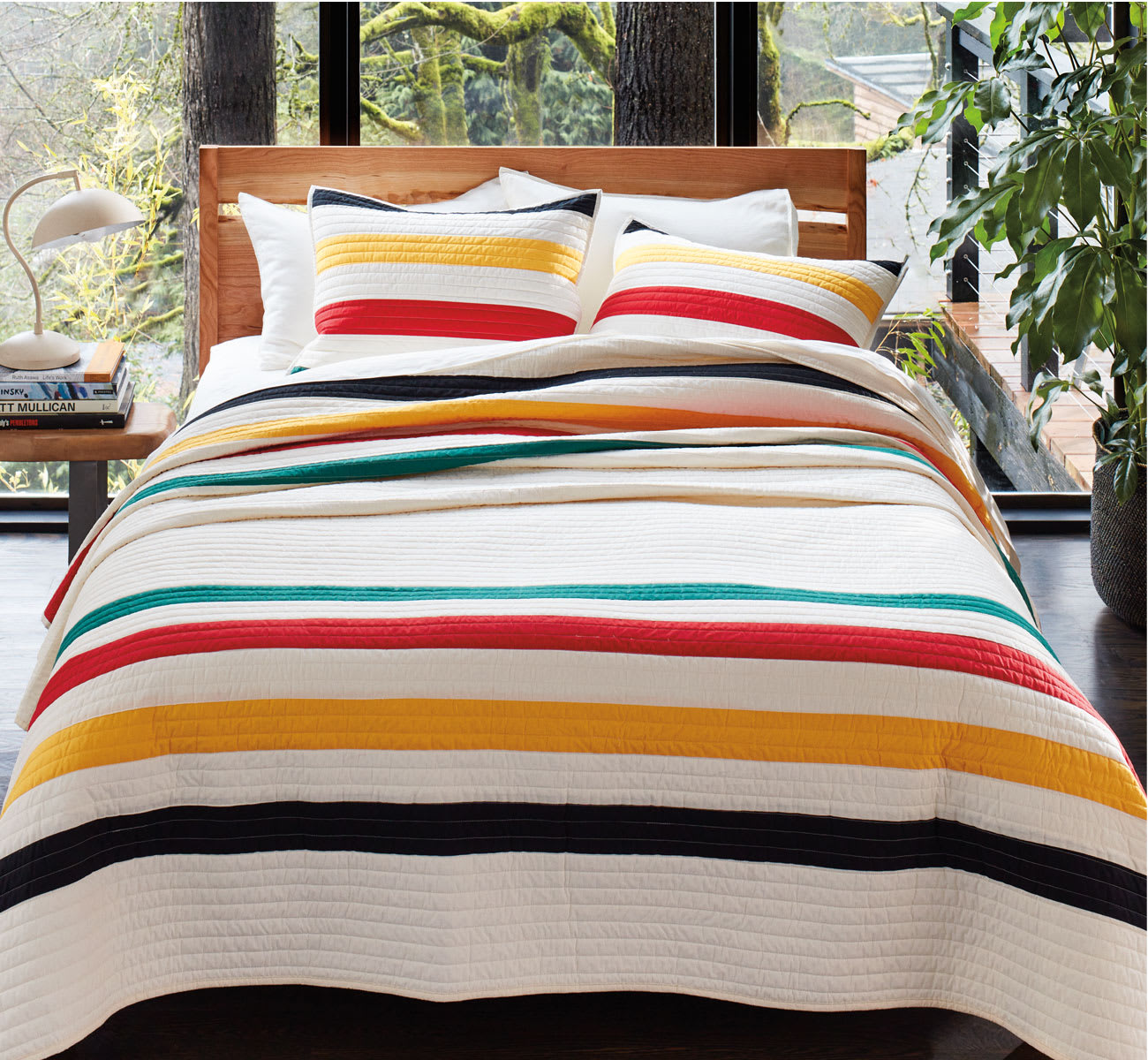 Glacier National Park Quilt Shown On Bed