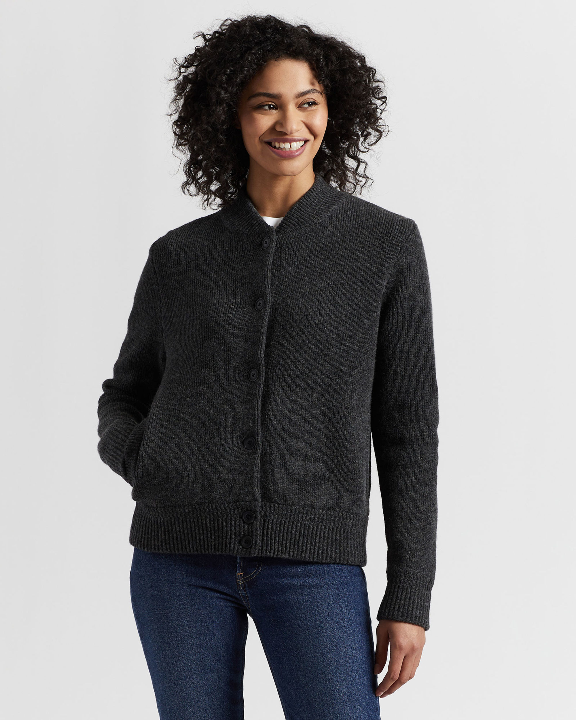 WOMEN S LAMBSWOOL BOMBER CARDIGAN
