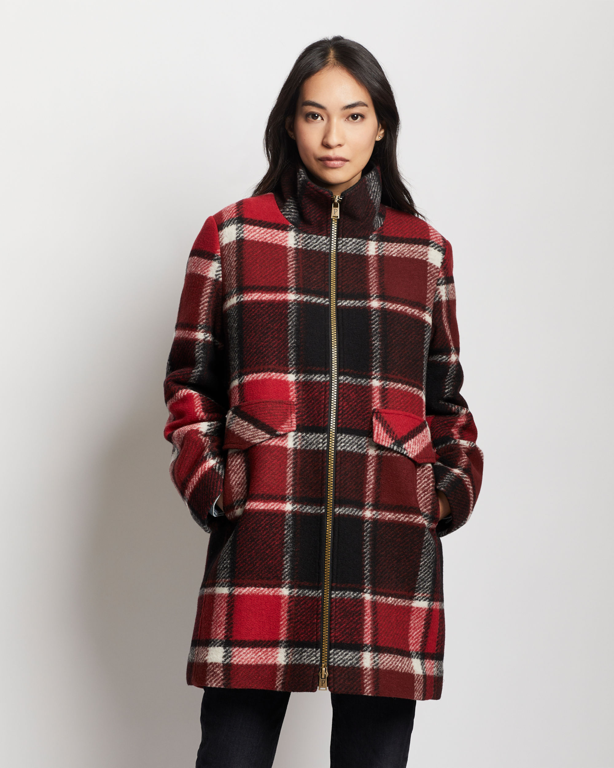 Plaid topper coat shop