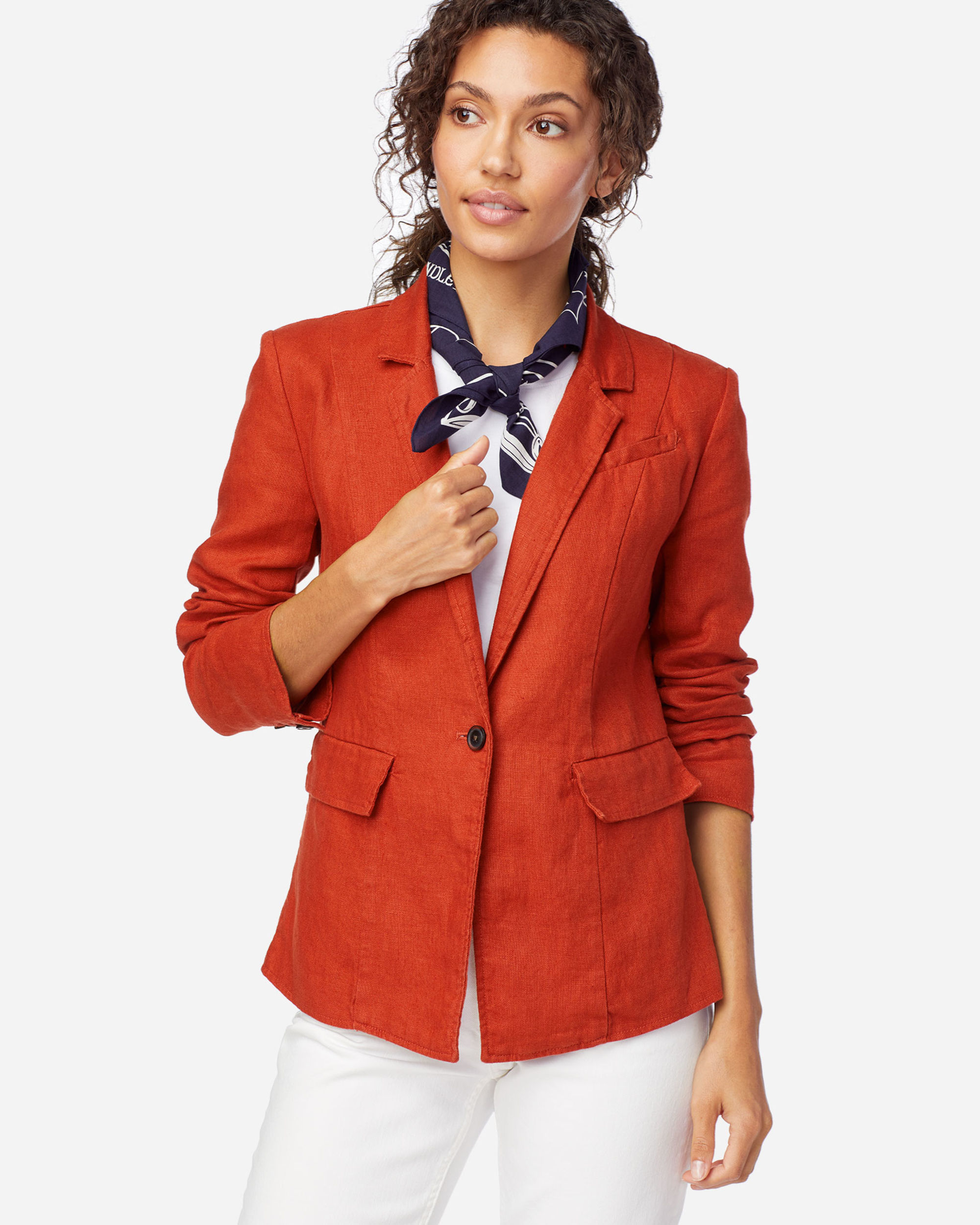 Red linen sales blazer womens