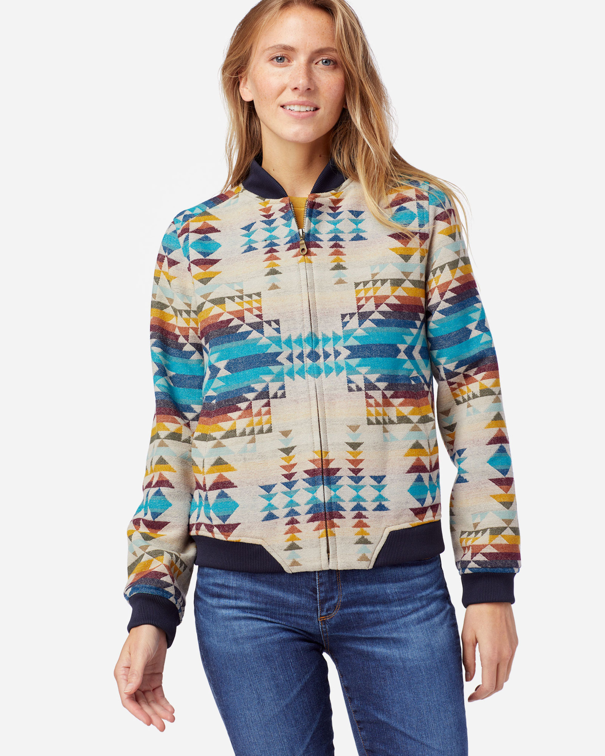 Pendleton Women's Jacquard Bomber Wool Coat