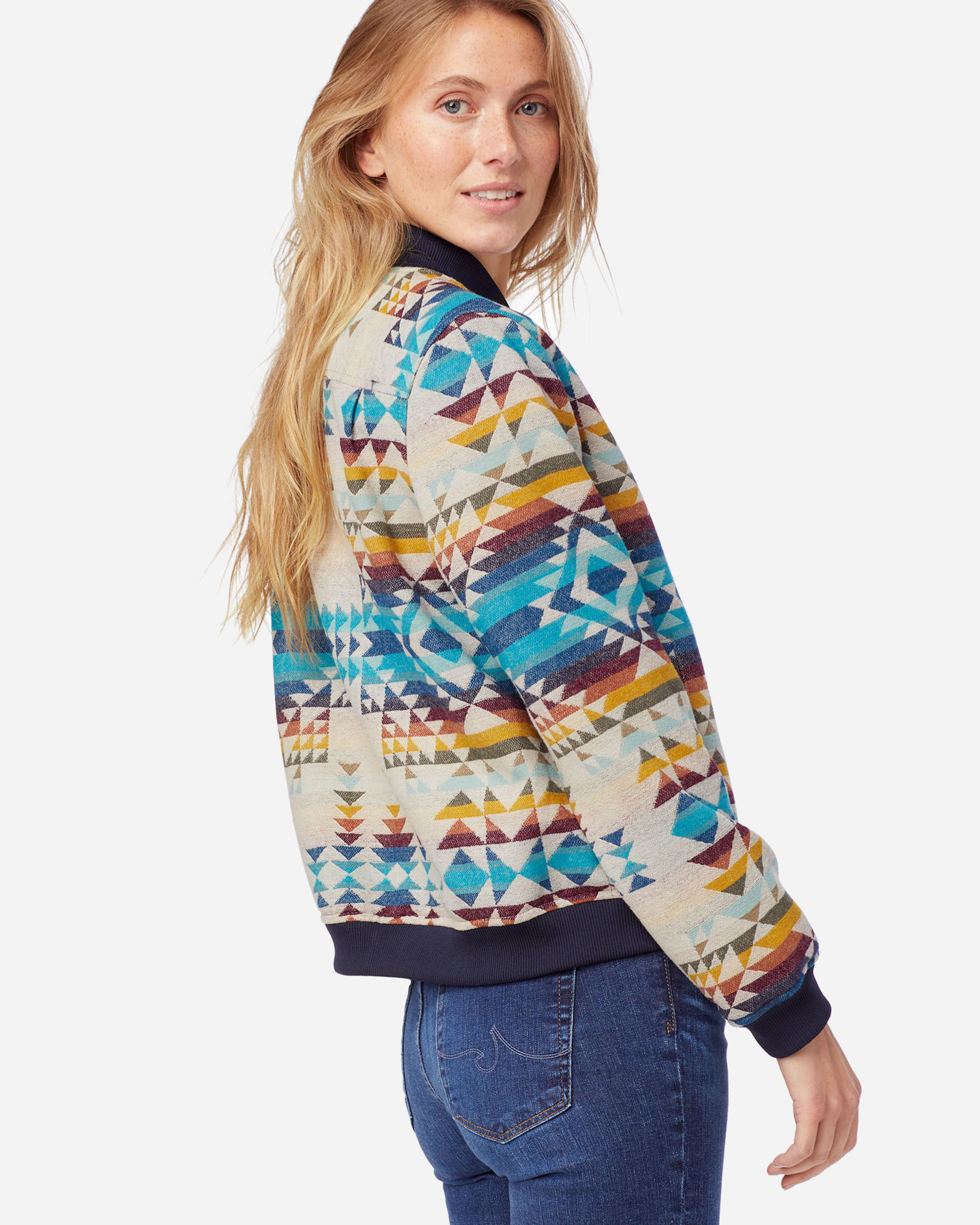 Mixed Jacquard Bomber Jacket Online Shopping