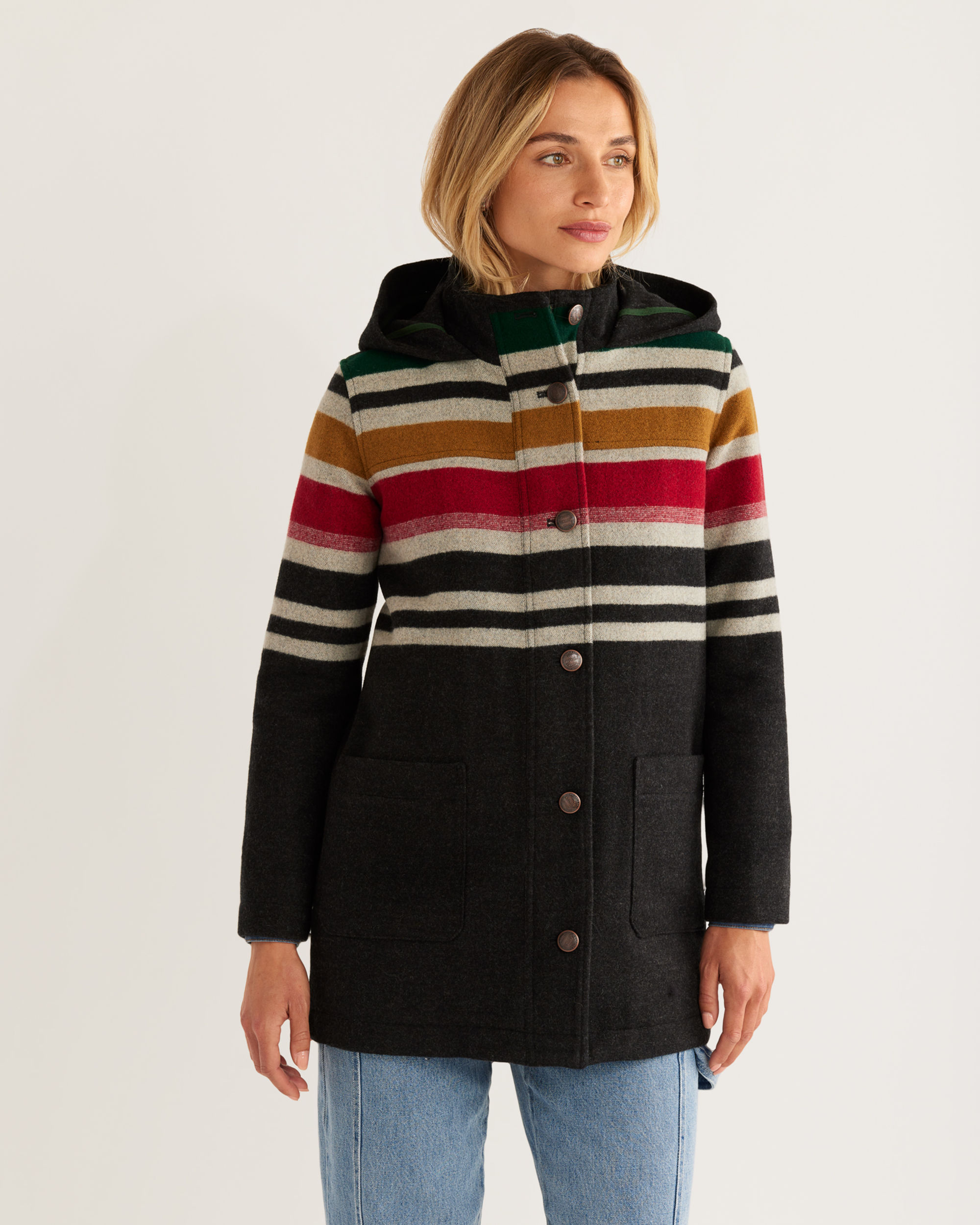 WOMEN'S CAMP STRIPE WOOL QUILTED PARKA | Pendleton