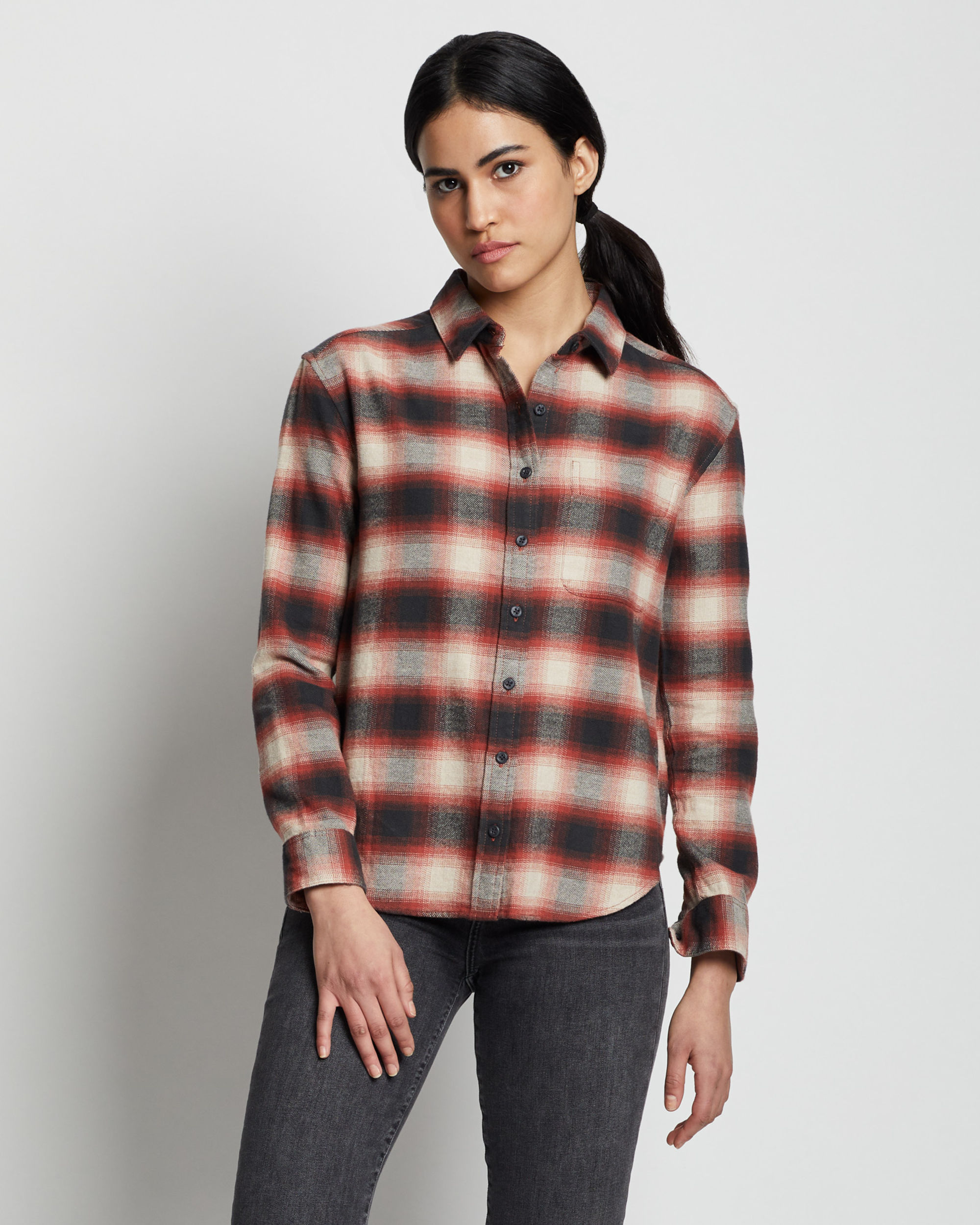 WOMEN'S BOYFRIEND DOUBLE-BRUSHED FLANNEL SHIRT