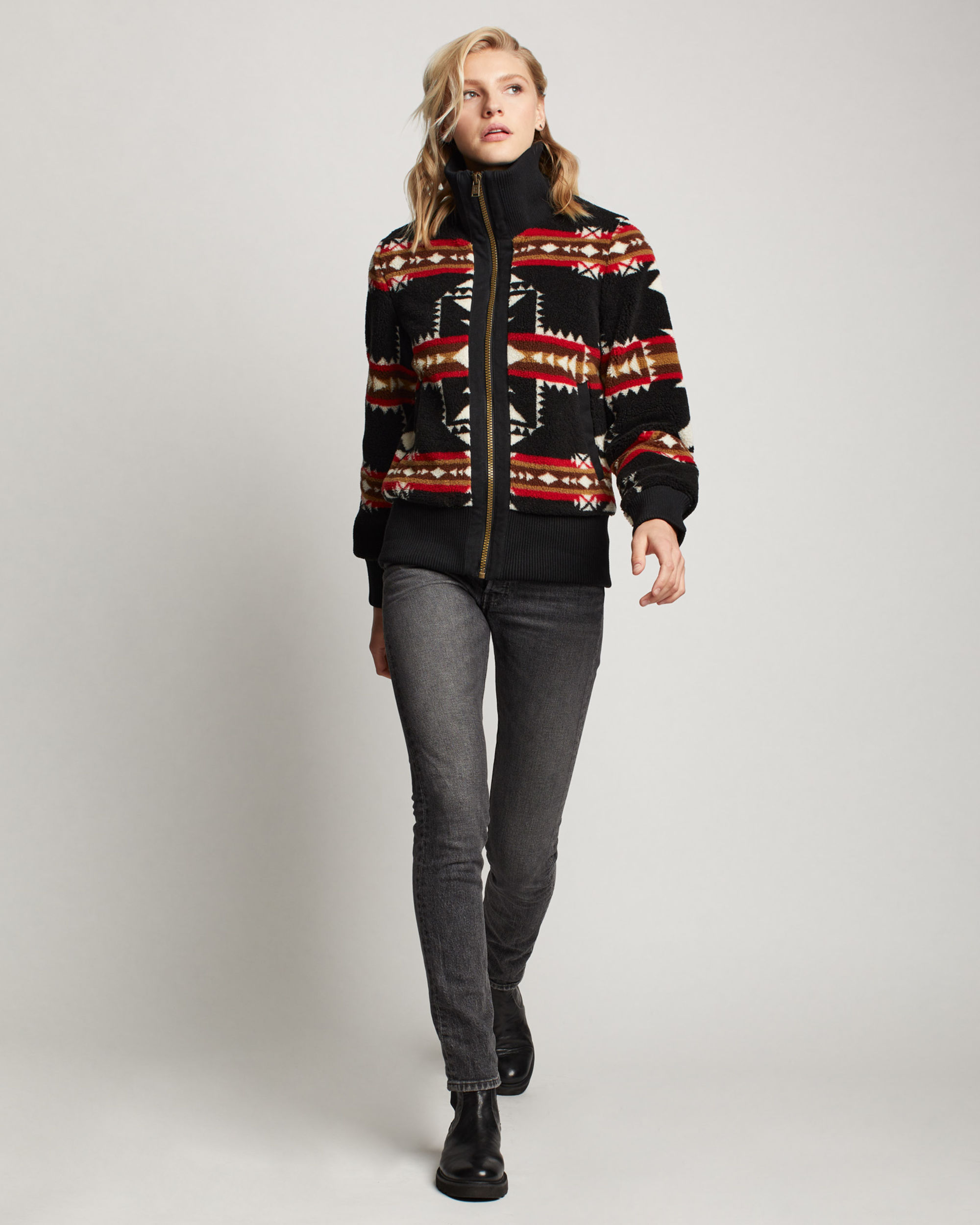 Pendleton Women's Jacquard Bomber Wool Coat