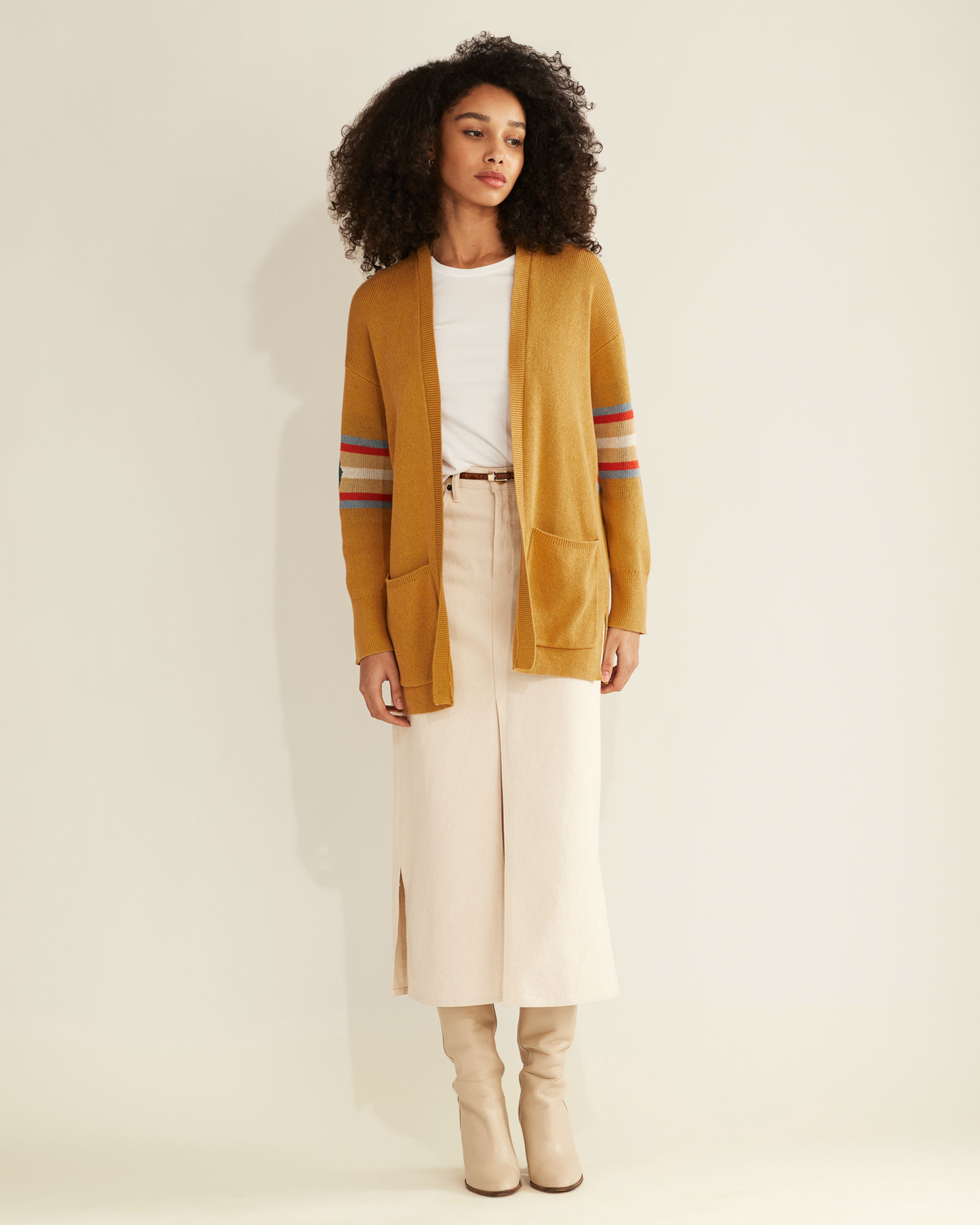 Yellow cotton 2025 cardigan women's