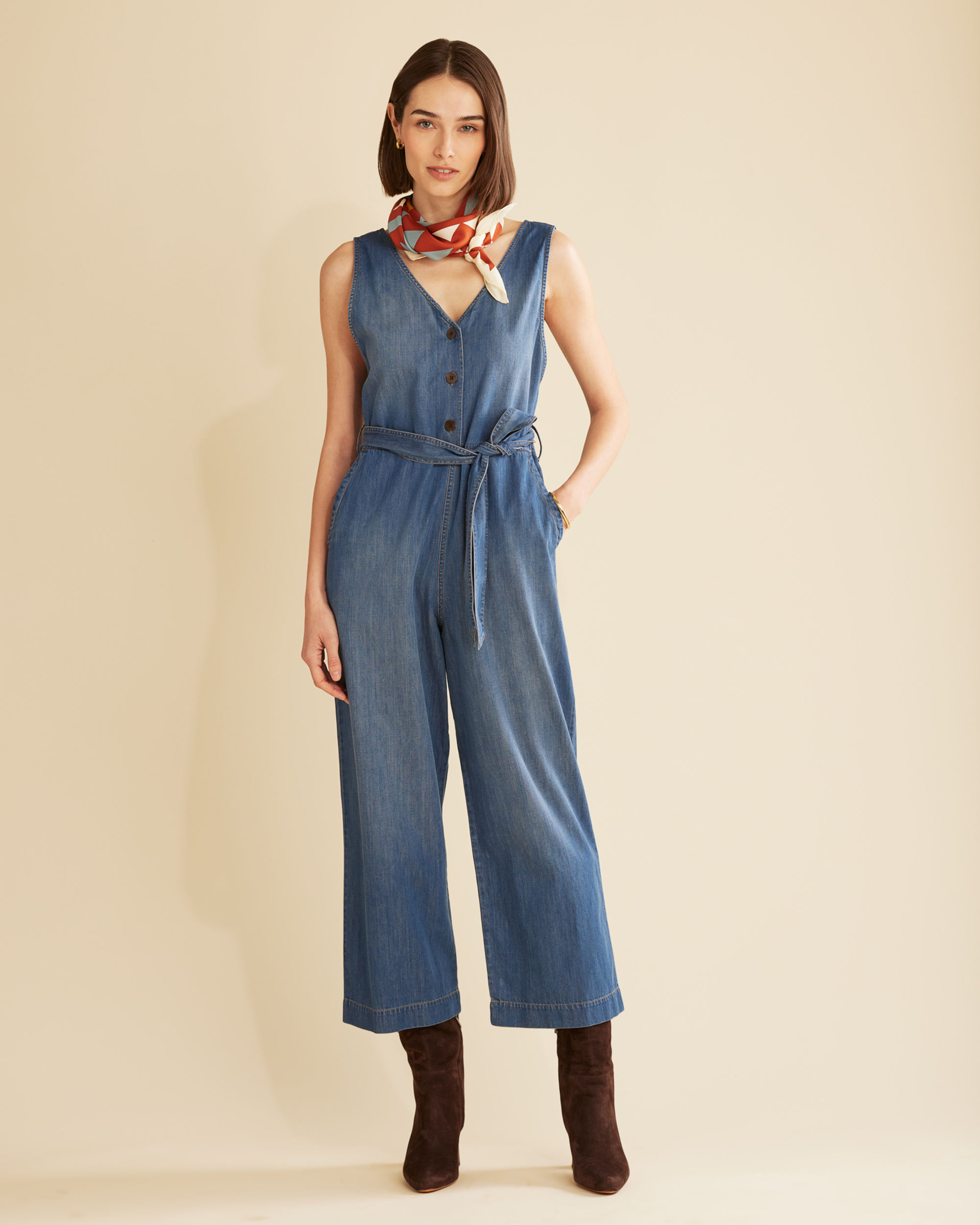 Chambray Denim Jumpsuit