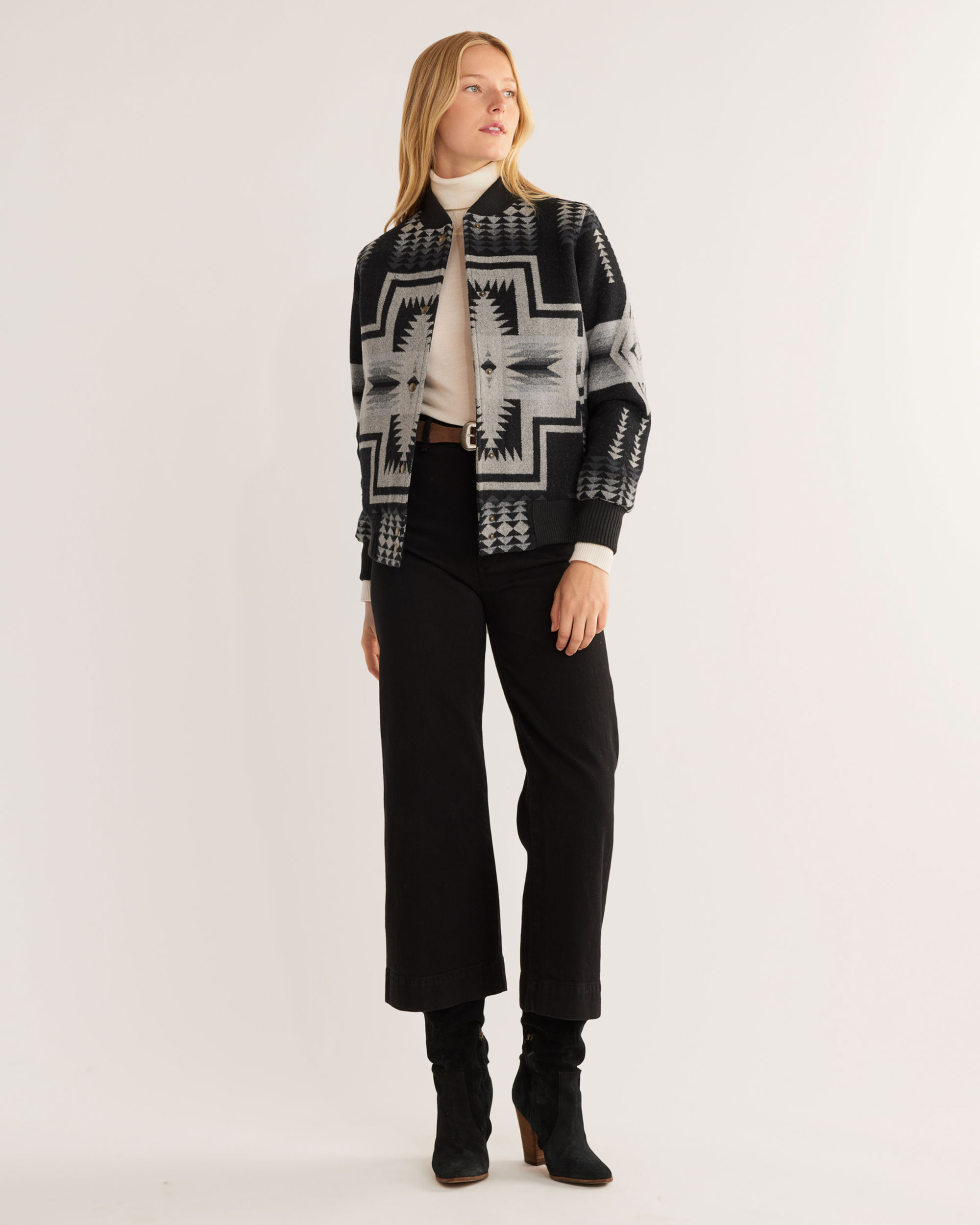 Wool Plaid Jacquard Bomber Jacket