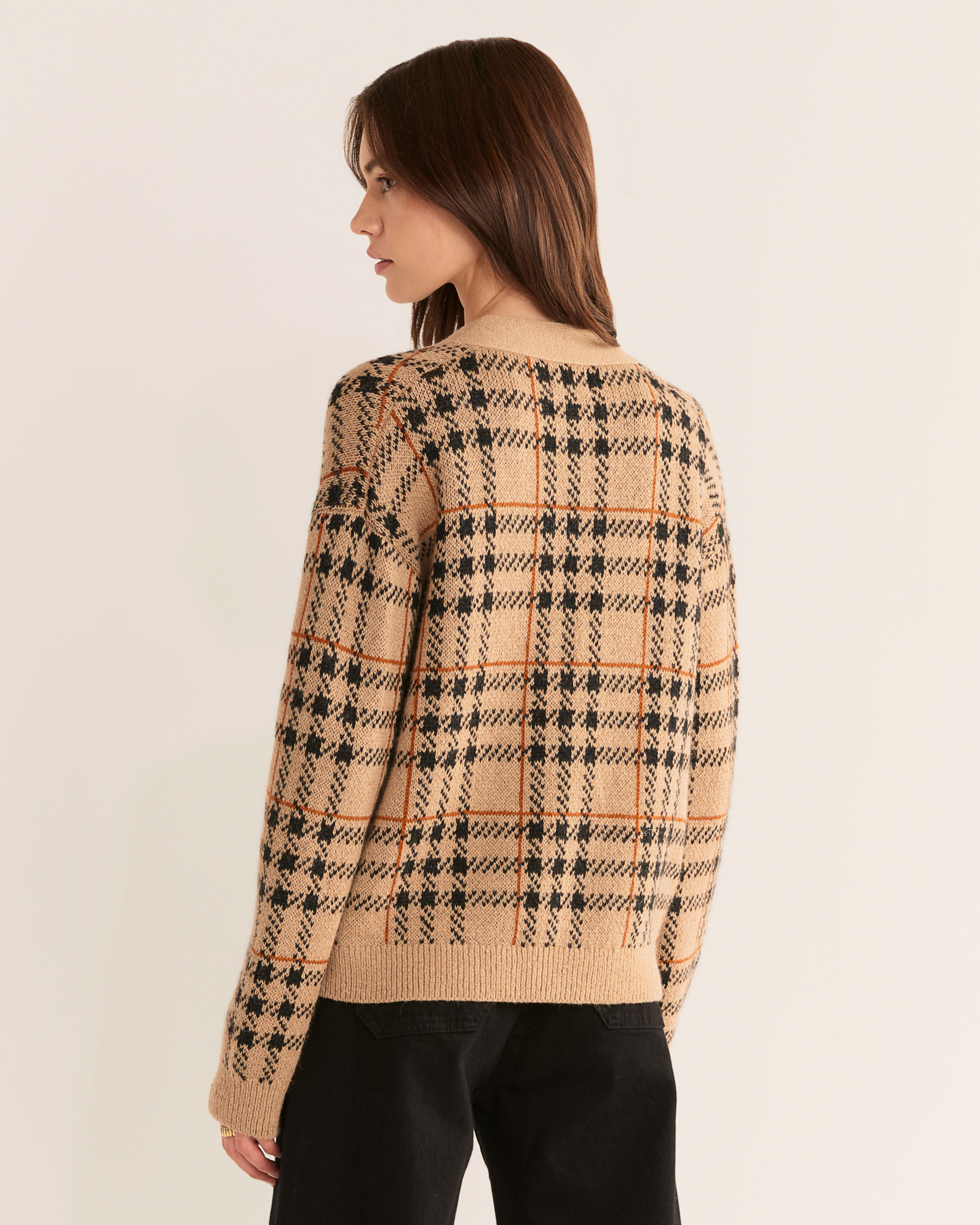 CHECKERED BROWN CARDIGAN