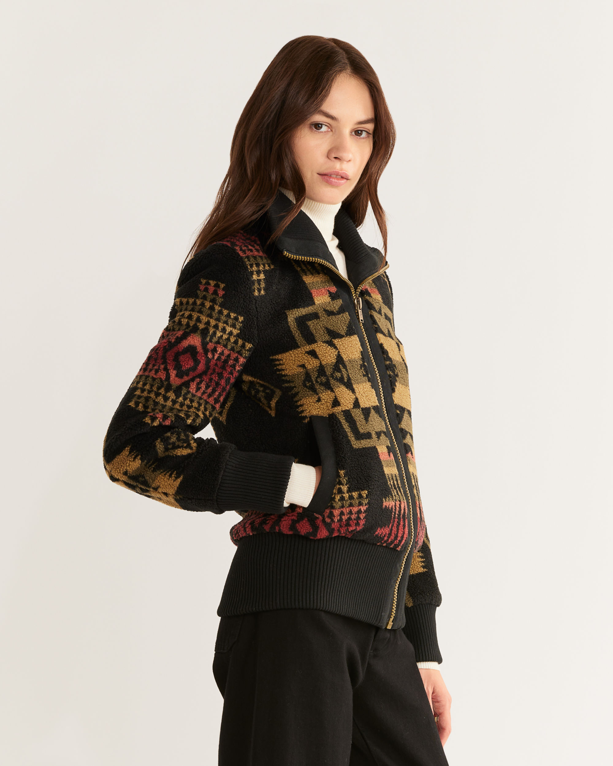 Pendleton Women's Jacquard Bomber Wool Coat