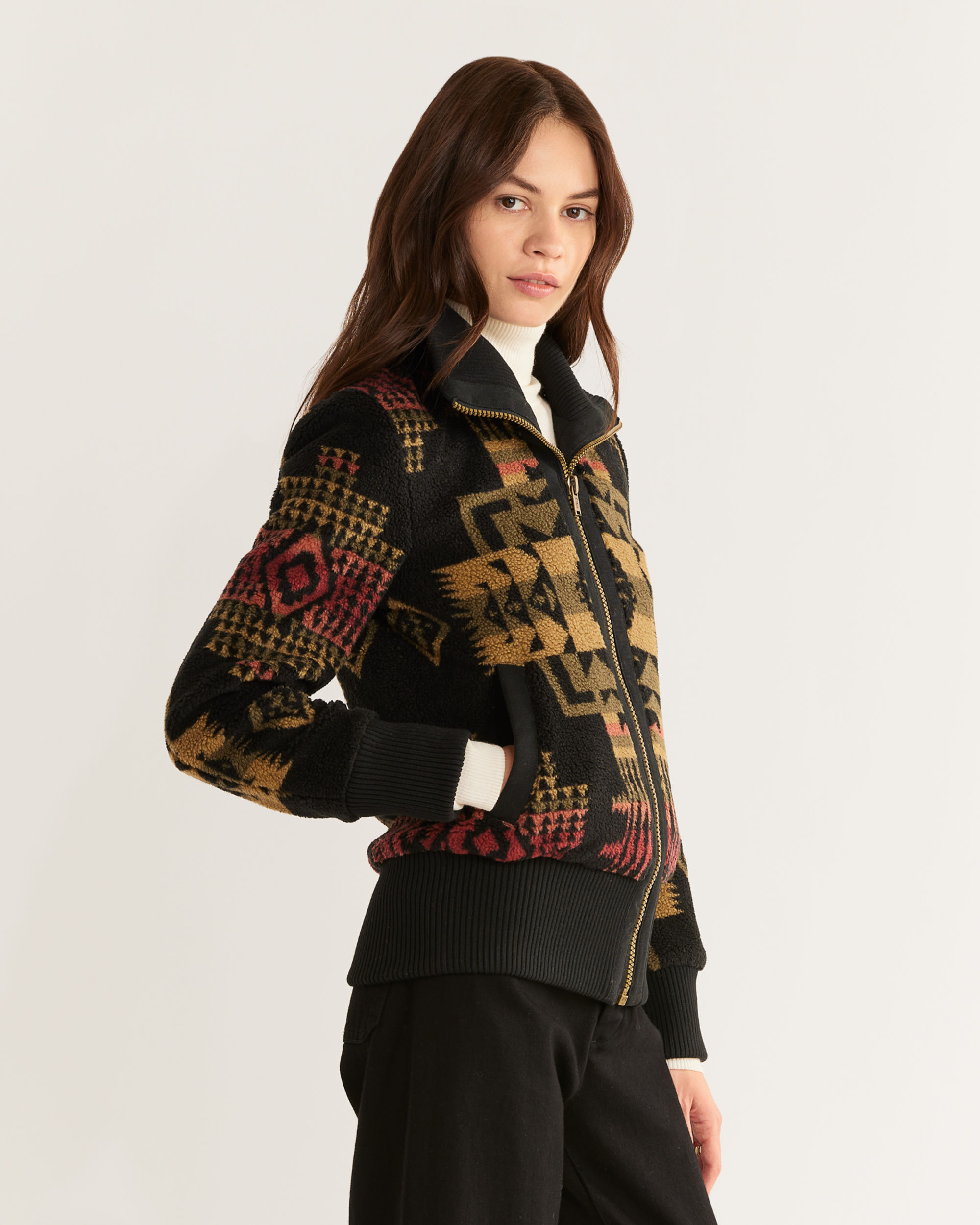 Monogram Jacquard Fleece Zip-Through Jacket – Fabriqe