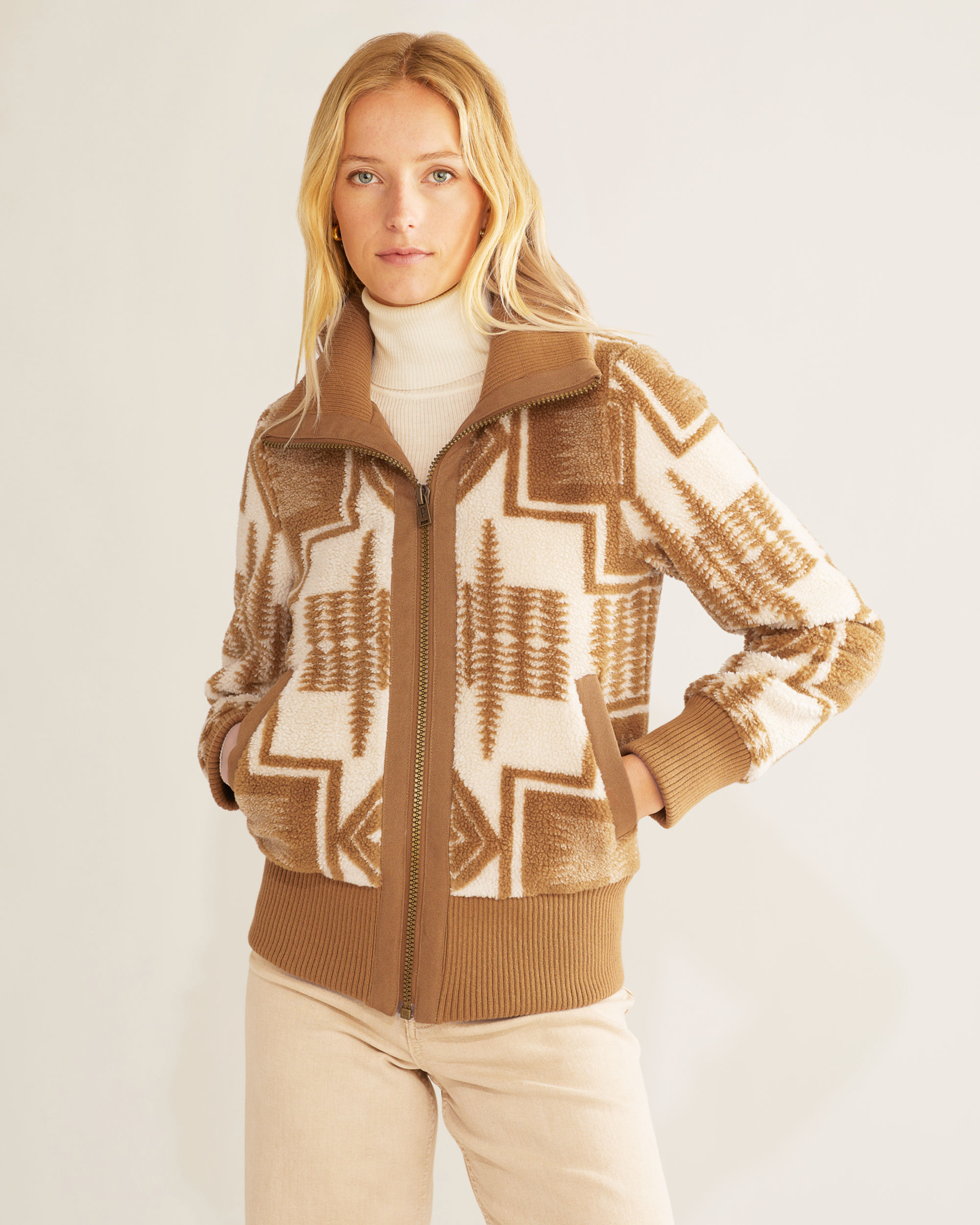 Stay Warm with Women s Foxglove Fleece Bomber Jacket Pendleton