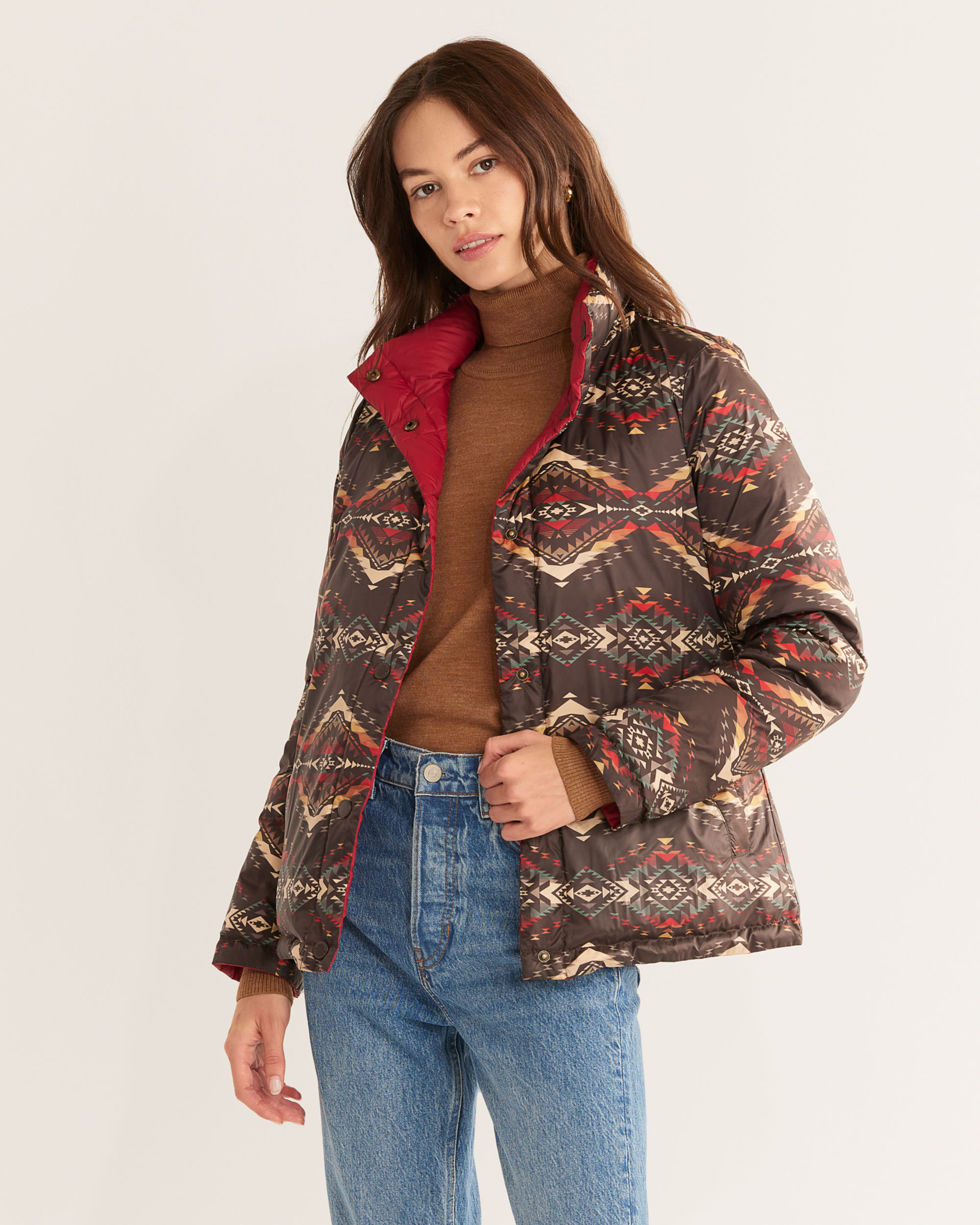 Stay Warm With Women\'s Packable | Jacket Our Pendleton Reversible Down