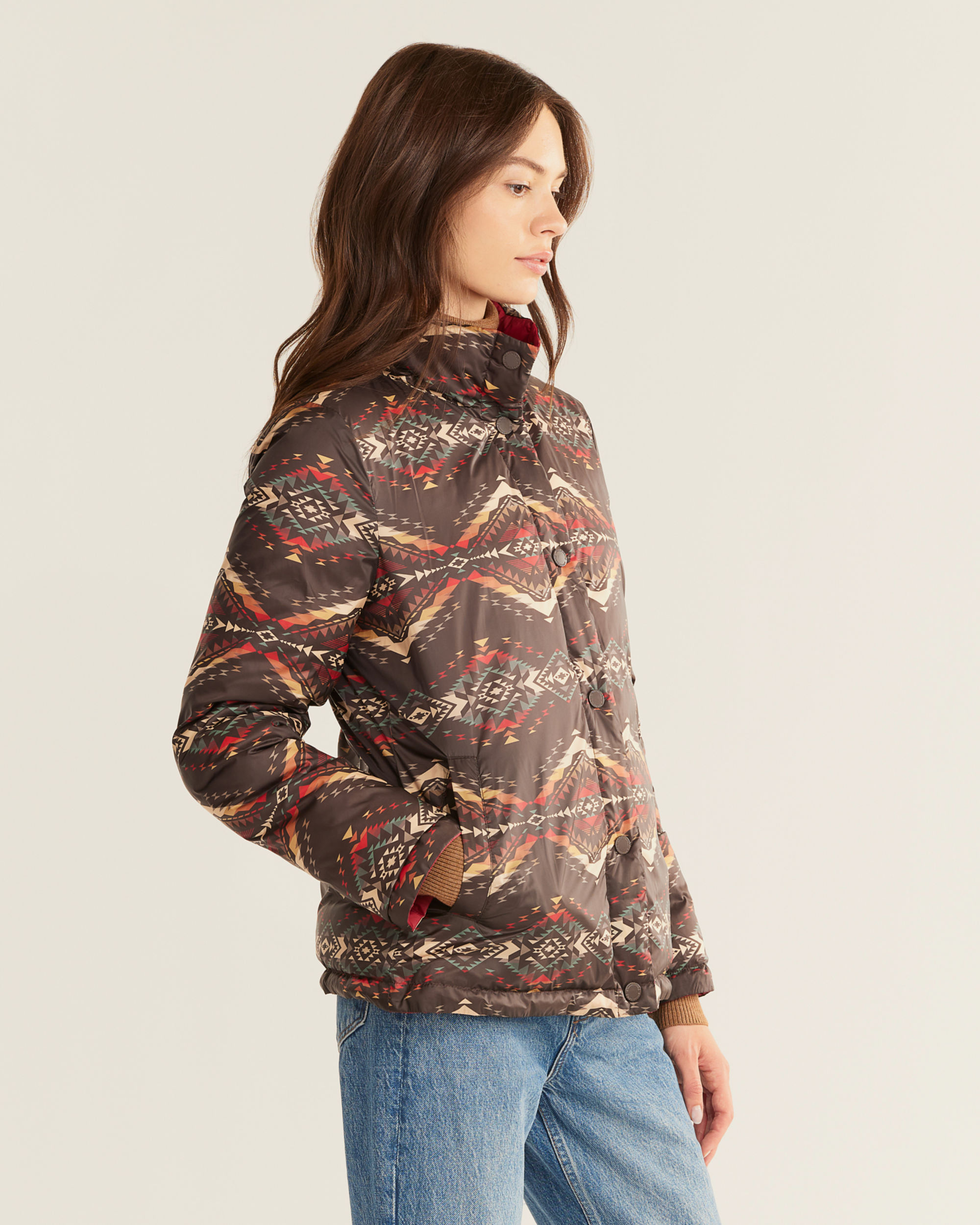 Stay Warm With Our Reversible Women\'s Down Packable | Jacket Pendleton