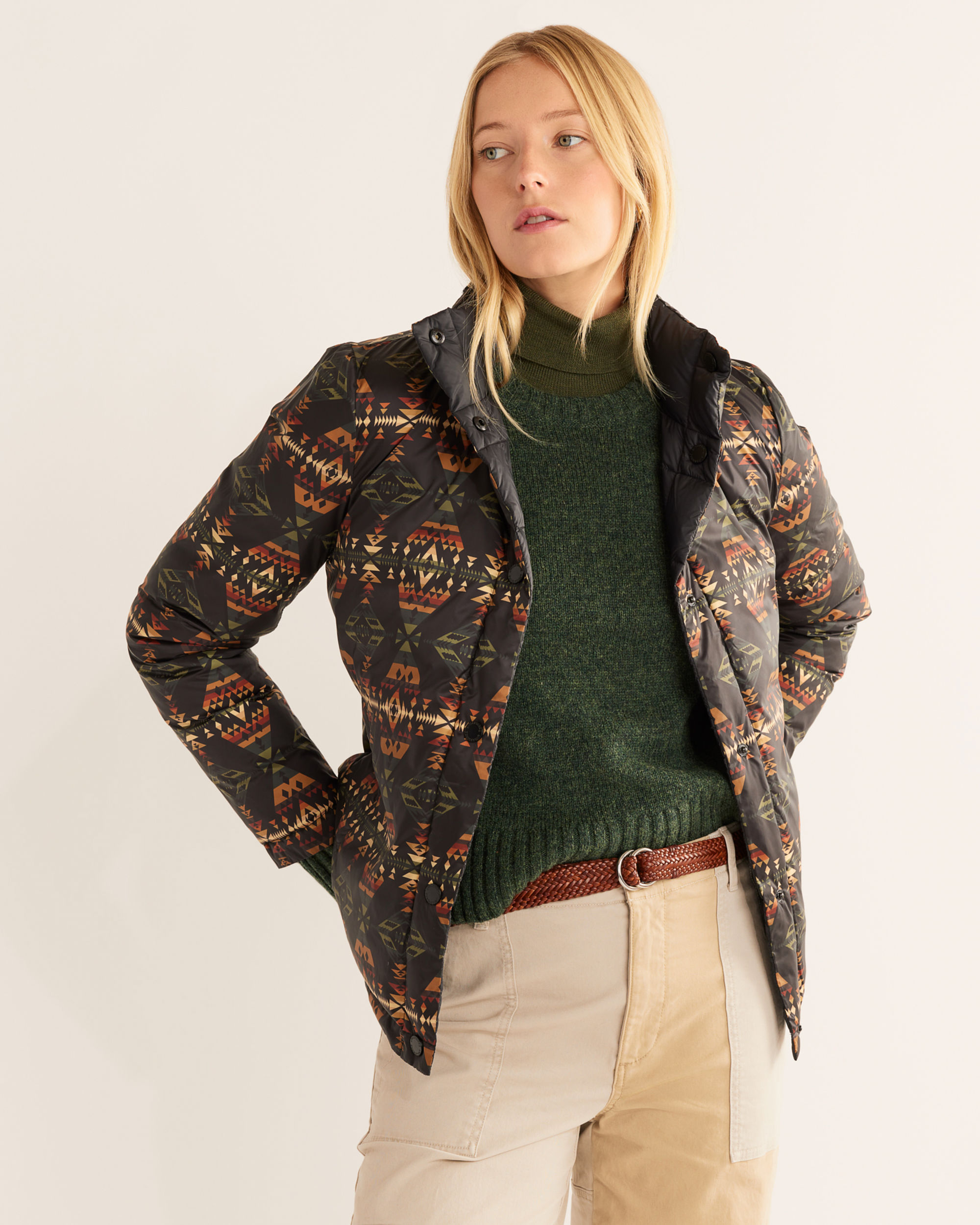 Stay Warm & Stylish: Women's Packable Down Reversible Jacket