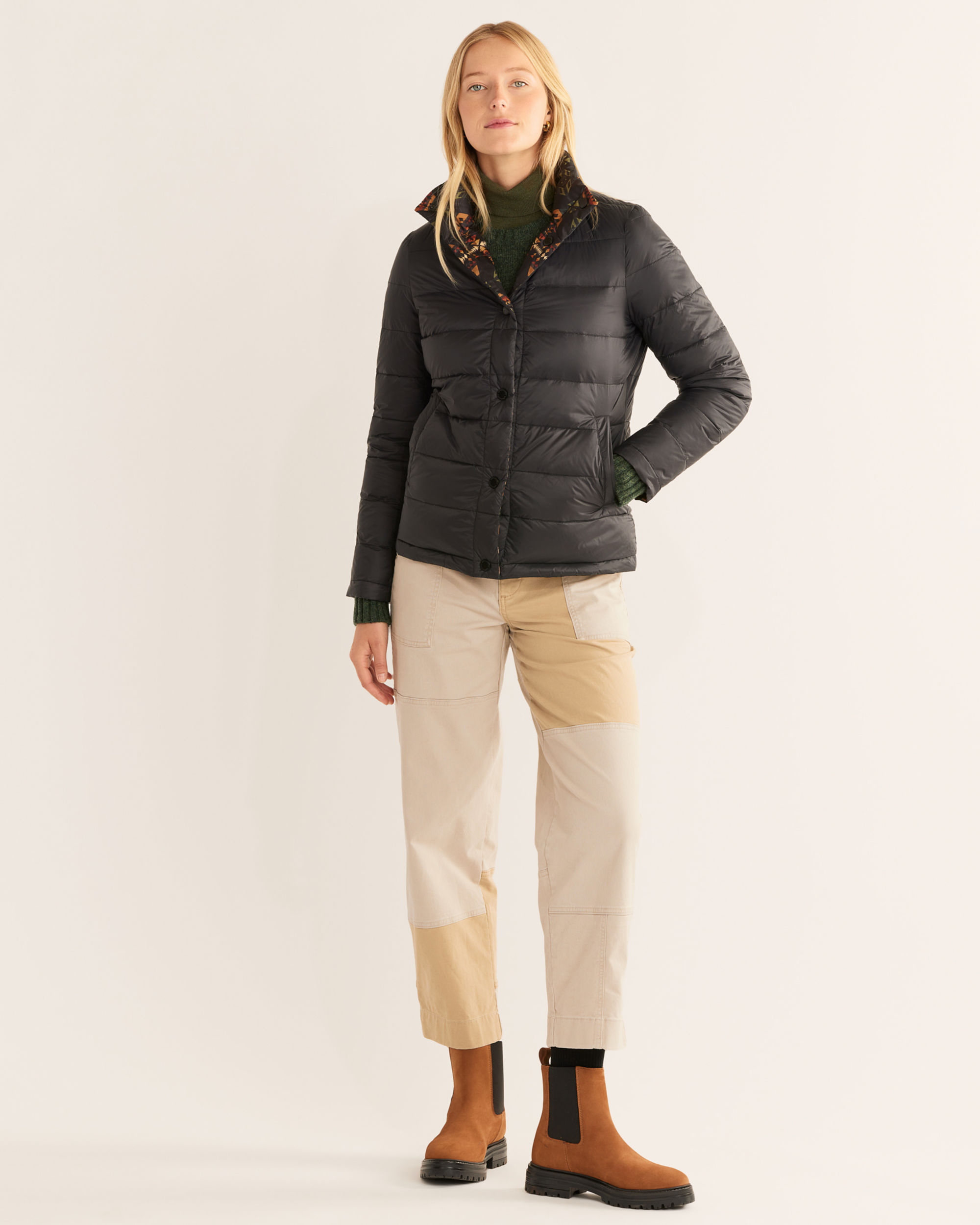 WOMEN'S PACKABLE DOWN REVERSIBLE JACKET