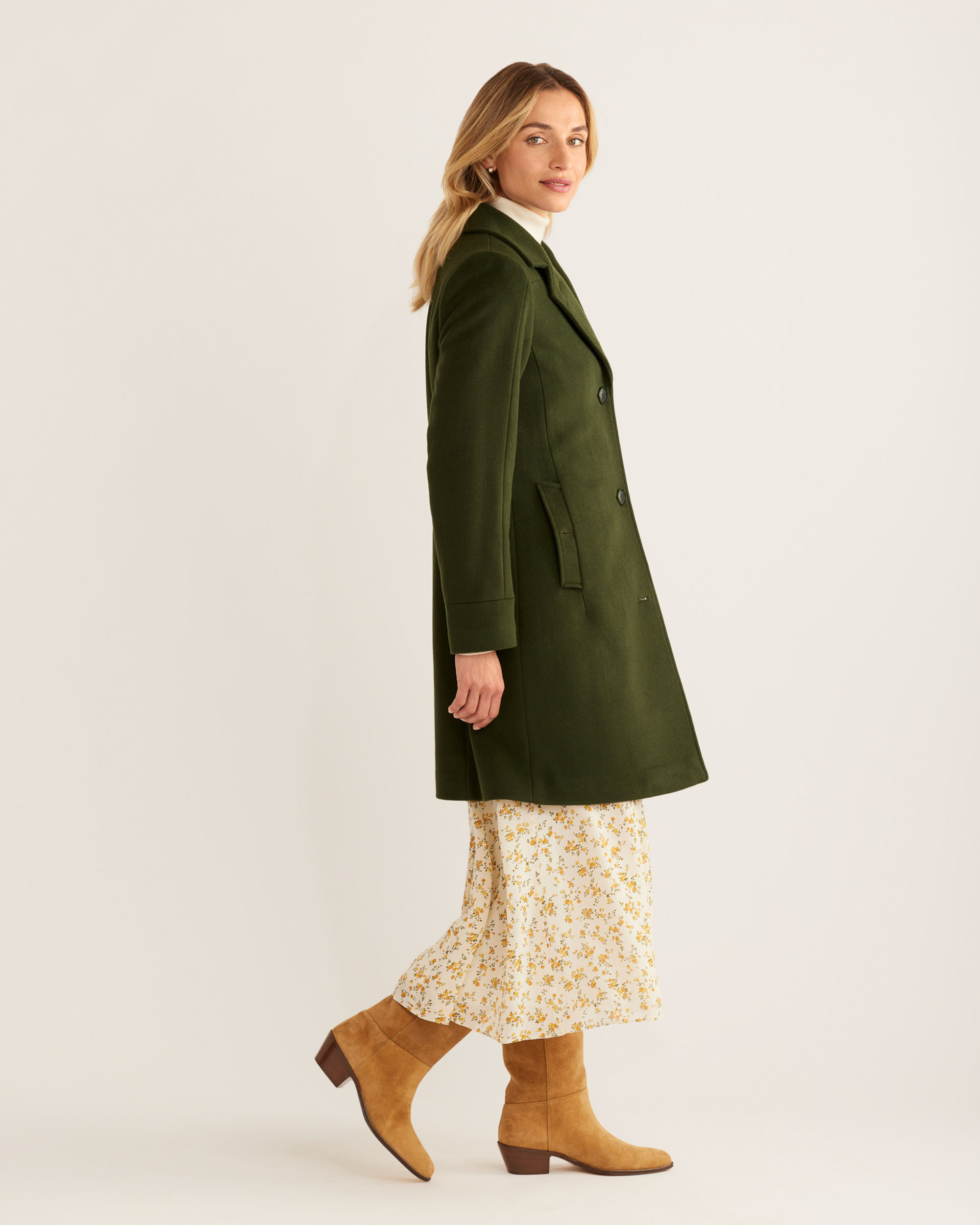 Women's Wide Waist Woolen Coat